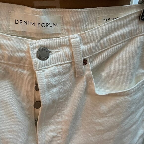 Denim Forum The BF High Rise Loose 28L 100% Cotton Denim Jeans Ecru Sz 26 - Picture 4 of 13